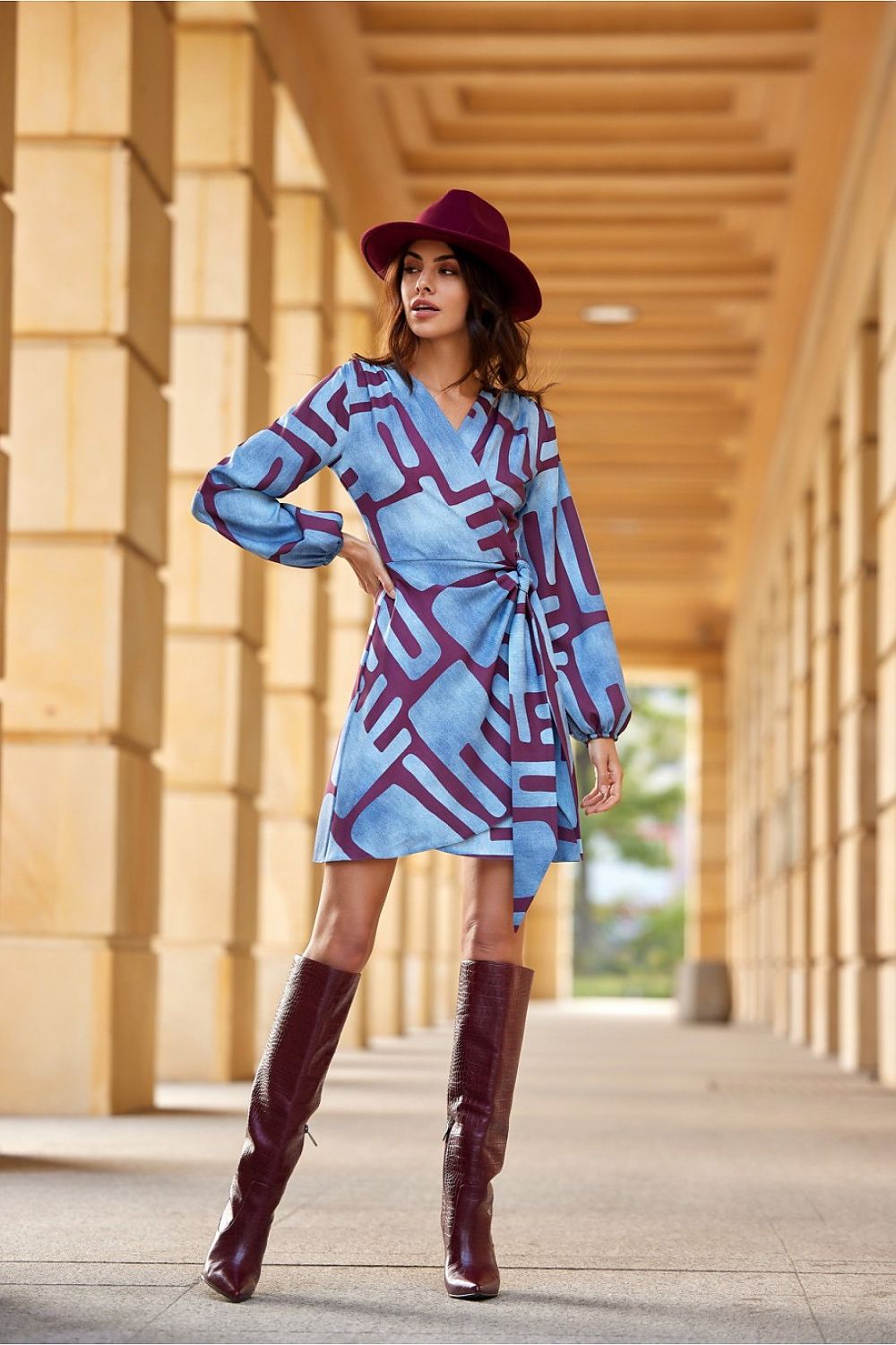 Elegant Wrap Mini Dress With Ruching Sleeves