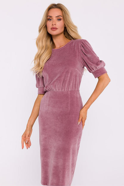 Elegant Tailored Velour Day Dress