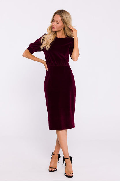 Elegant Tailored Velour Day Dress