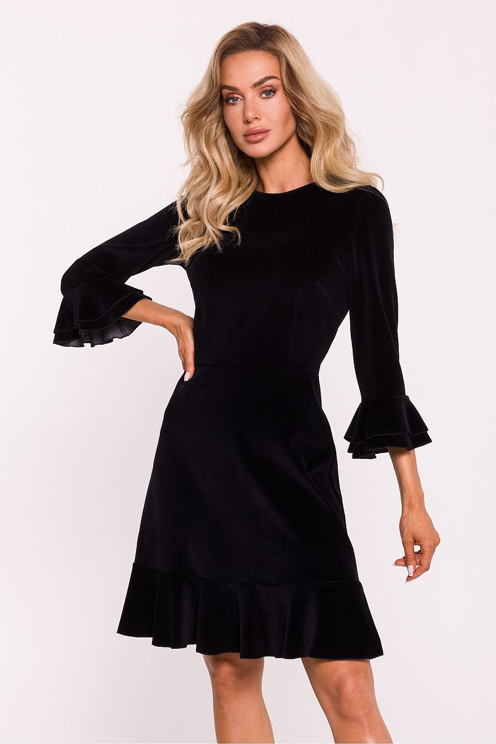 Chic Elegant Velour Day Dress