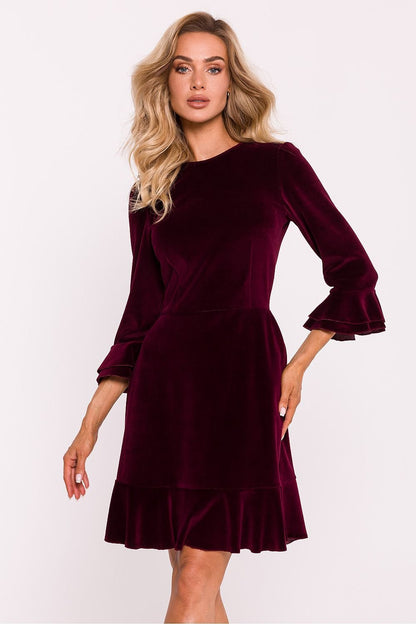 Chic Elegant Velour Day Dress