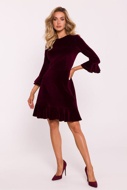 Chic Elegant Velour Day Dress