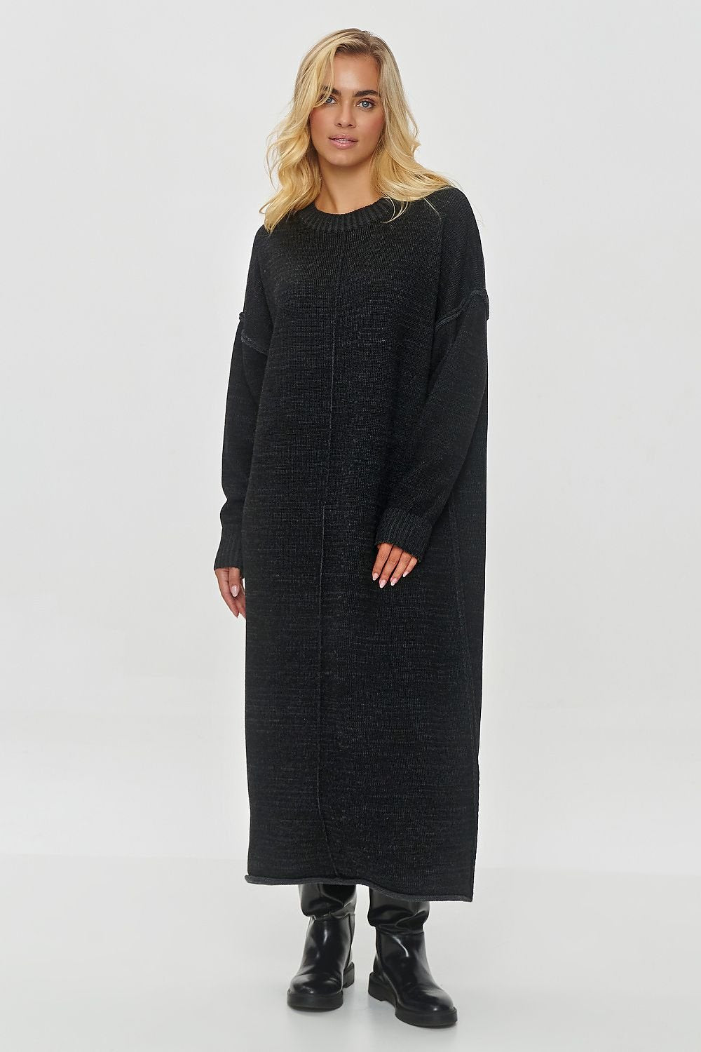 Chic Oversized Melange Sweater Dress